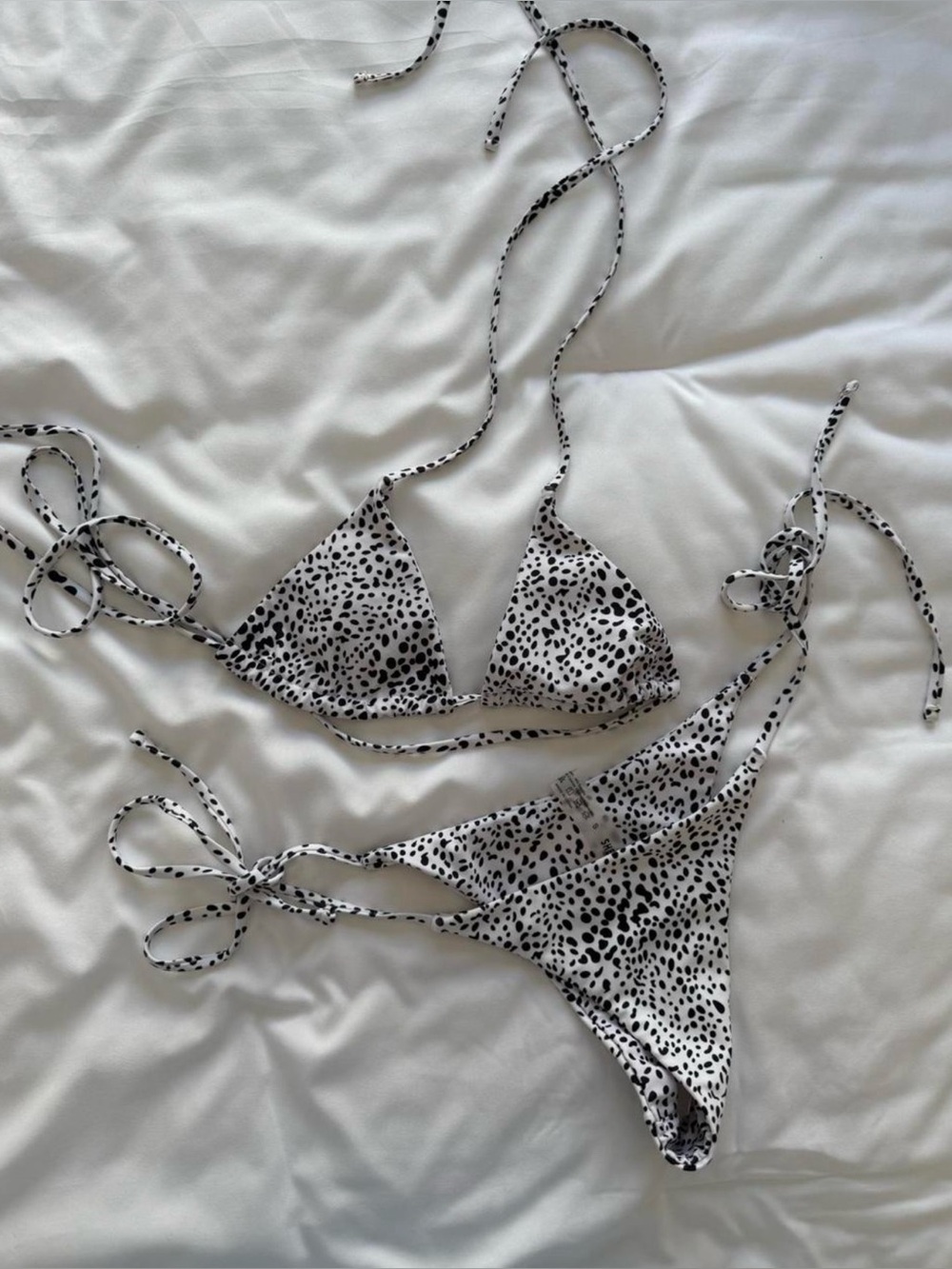 Black & White Polka Dot Leopard Print Bikini Set Size Small